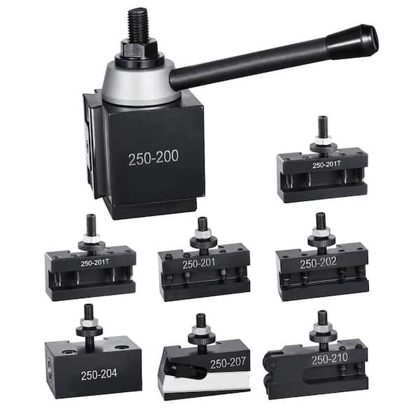 Quick Change Tool Post Set, 8Pcs, Includes Lathe Tool Holders 15 in. Metal Wedge Type Tool Post with Turning Tool