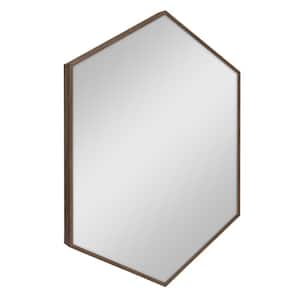 Medium Novelty Walnut Brown Beveled Glass Contemporary Mirror (31 in. H x 22 in. W)