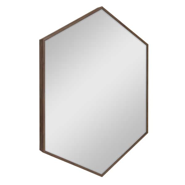 Kate and Laurel Medium Novelty Walnut Brown Beveled Glass Contemporary Mirror (31 in. H x 22 in. W)