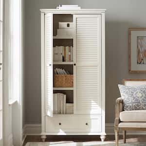Hamilton 72 in. Polar White 4-shelf Bookcase with 2-Doors