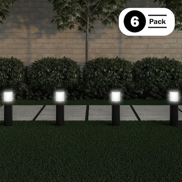 Unbranded Black 6 Lumens Solar LED Bollard Light with Garden Stakes (6-Pack)