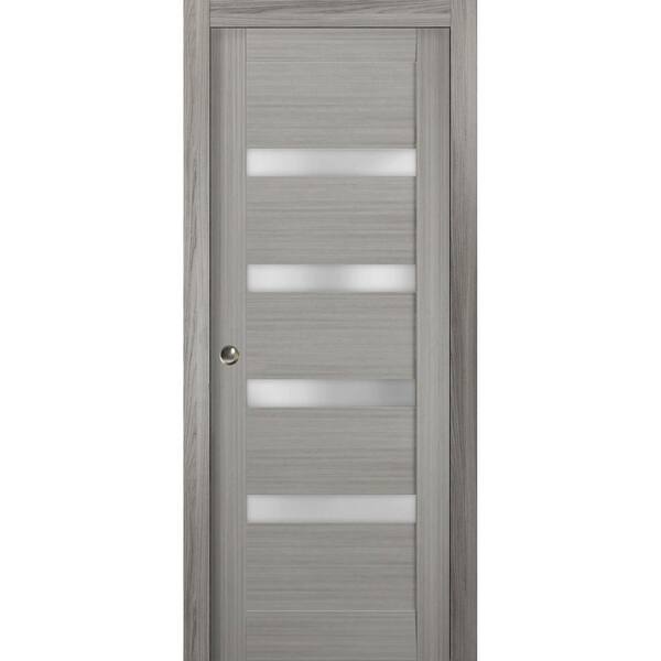 Sartodoors 18 in. x 96 in. 1 Panel Gray Ash Finished Solid MDF Sliding Door with Hardware