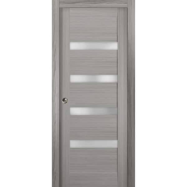 Sartodoors 30 in. x 80 in. 1 Panel Gray Ash Finished Solid MDF Sliding Door with Hardware