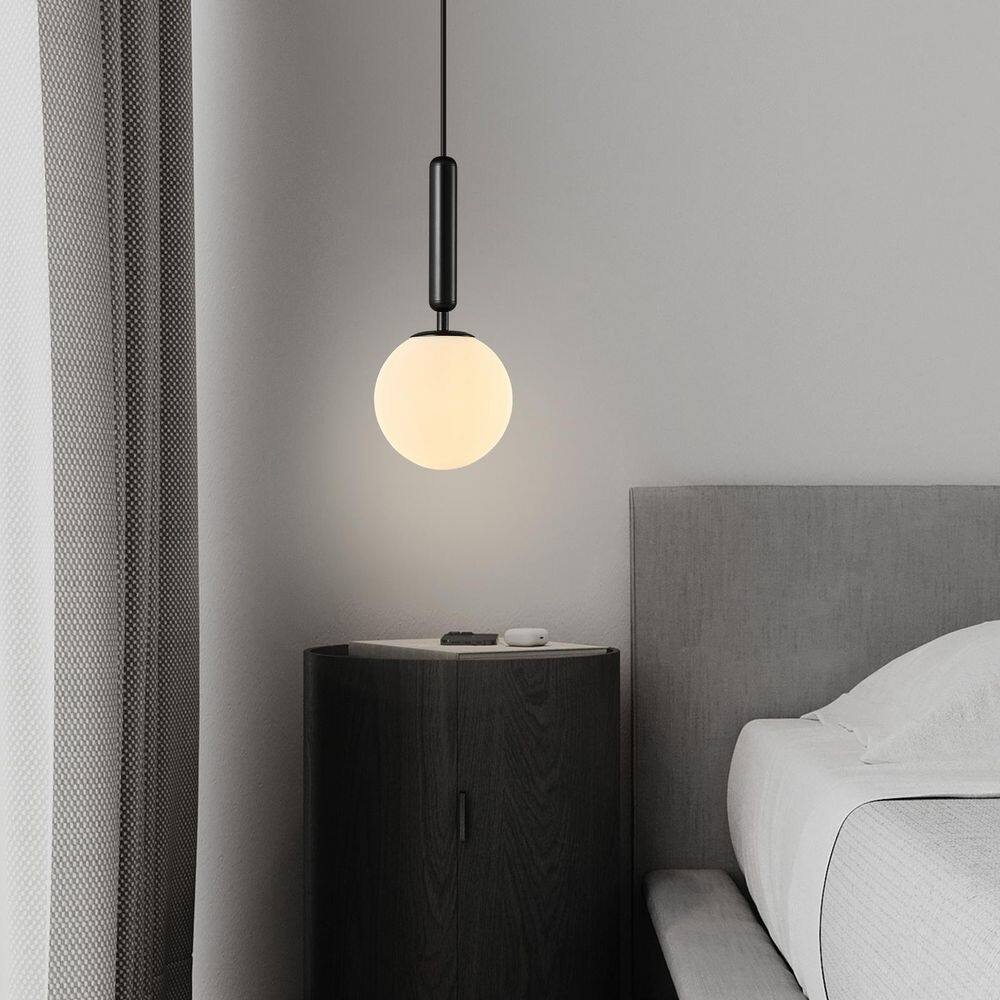 Home Lighting 40W 1-Light Mid Century Black Retro Pendant Light with Globe Milky White Glass for Bedroom, 2 Pack price history on PriceWatchPro