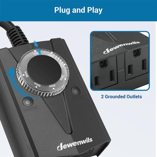 DEWENWILS Digital Outdoor Timer Waterproof Plug in Light Timer Switch Black