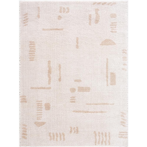 Livabliss Fossay Shag Beige 2 ft. x 3 ft. Modern Indoor Area Rug
