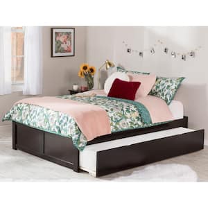 Concord Espresso Dark Brown Solid Wood Frame King Platform Bed with Twin XL Trundle and Footboard