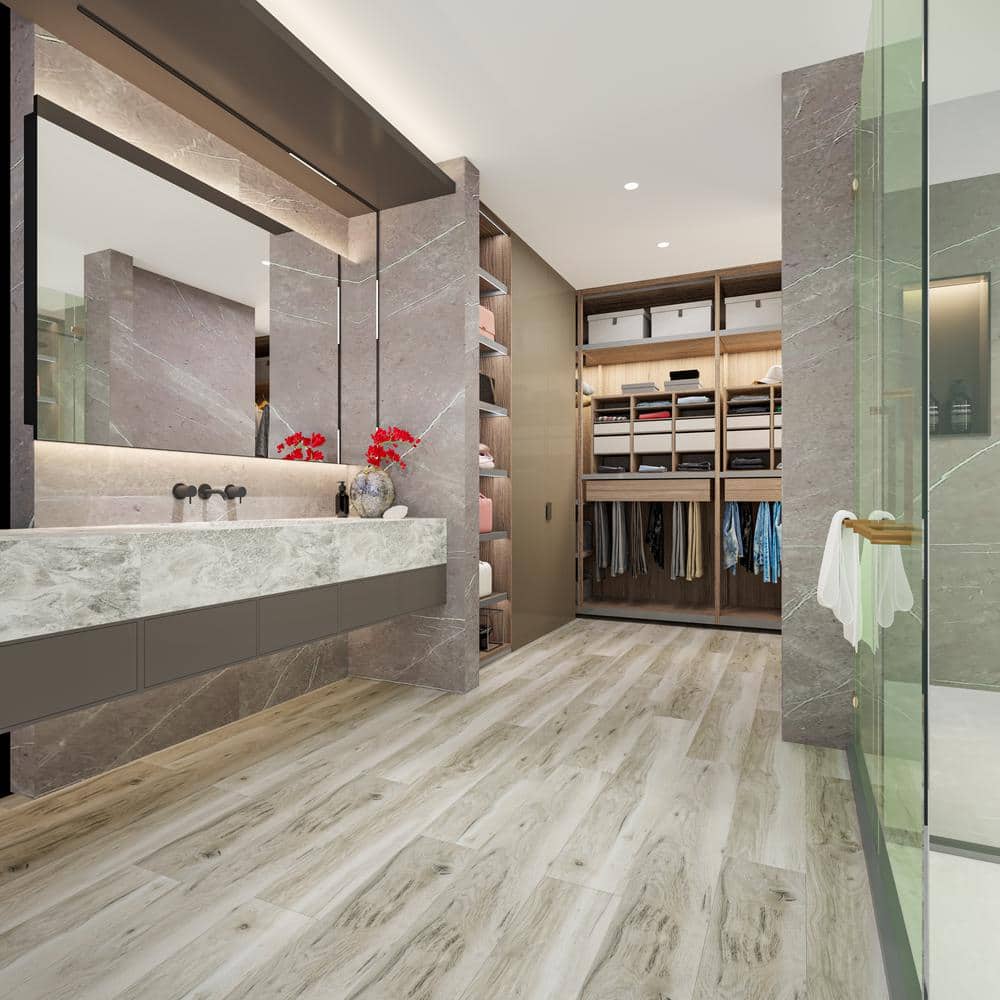 Extra Long Fortified Stone Hickory Look Vinyl Plank Flooring