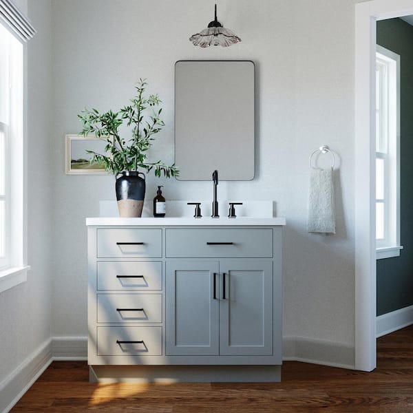 ARIEL Hepburn 43 in. W x 22 in. D x 36 in. H Bath Vanity in Grey with ...