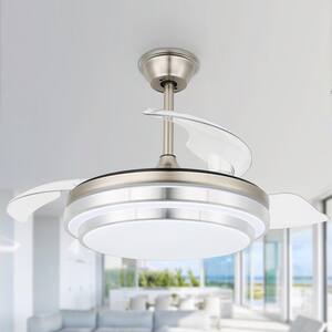 Oaksville 42in. LED  Indoor Chrome 6-Speed Retractable Ceiling Fan With Light, Light Memory and Remote Control