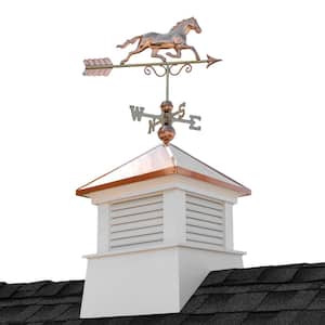 Manchester 26 in. Square x 46 in. H Vinyl Cupola with Horse Weathervane