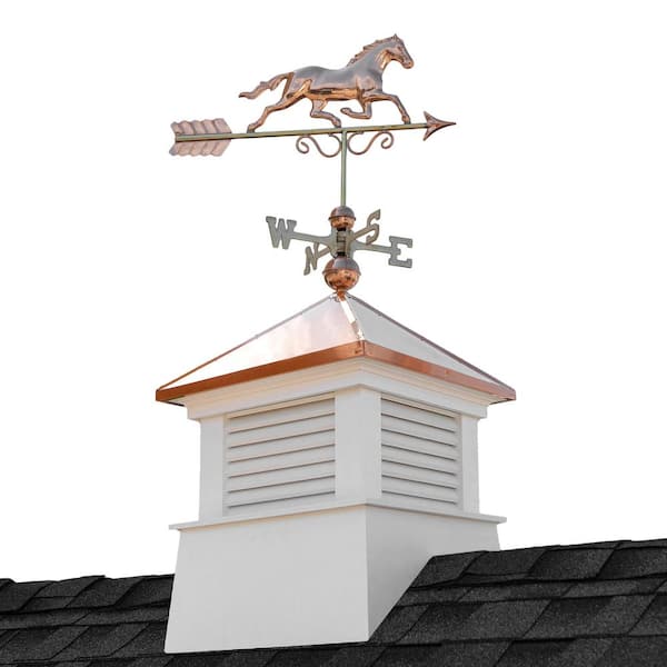 Good Directions Manchester 26 in. Square x 46 in. H Vinyl Cupola with Horse Weathervane