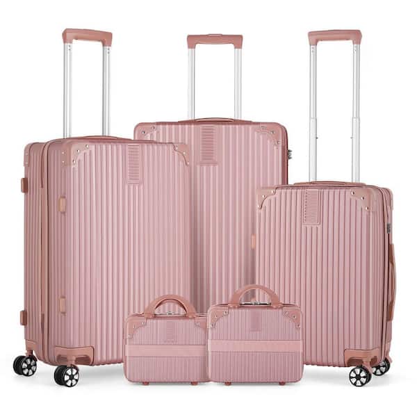 HIKOLAYAE 5-Piece Myrtle Springs Nested Hardside Luggage Set in Elegant Rosegold TSA Compliant