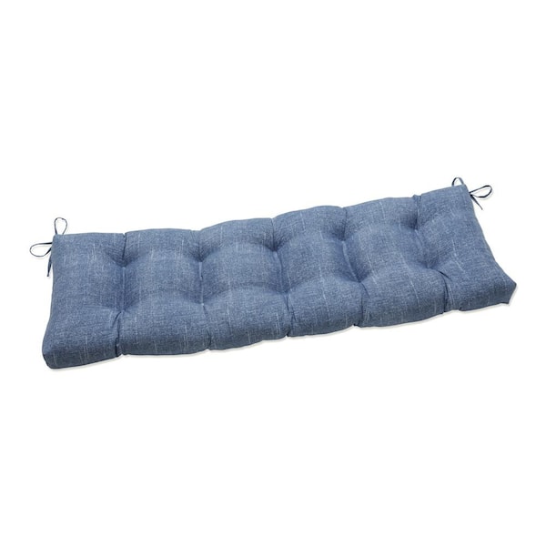 Pillow Perfect Solid Rectangular Outdoor Bench Cushion in Blue