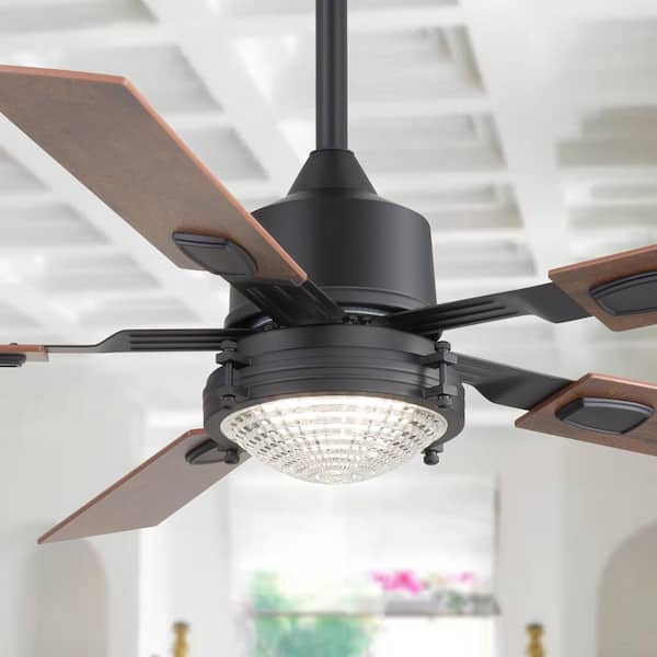Melony 52 in. Indoor Matte Black Ceiling Fan with LED Light, Reversible Blades and Remote Control Included