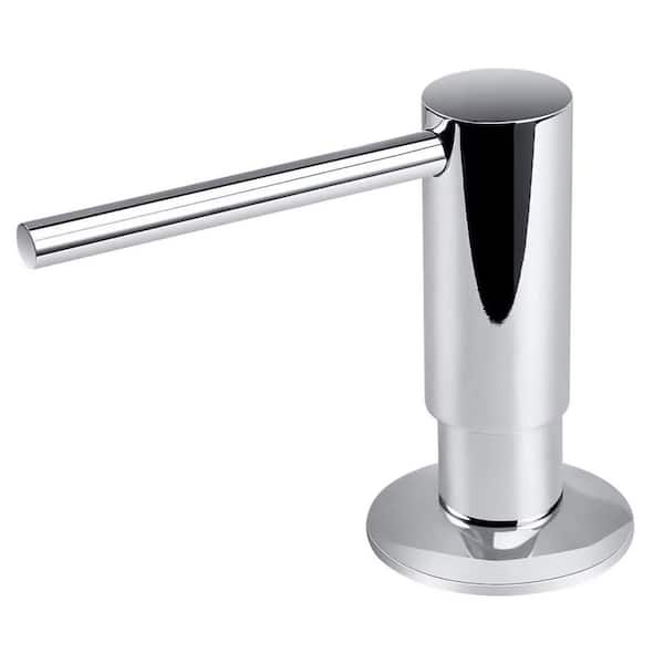 Countertop Kitchen Bathroom Chrome Sink Soap Dispenser with Metal Pump Head Liquid Lotion and 17 oz. Bottle