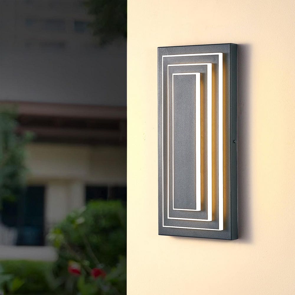 15.7 in. 2-Pack Black 3-Tier LED Outdoor Wall Sconce Waterproof Modern Up-Down Exterior Light for Garage/Porch price history on PriceWatchPro