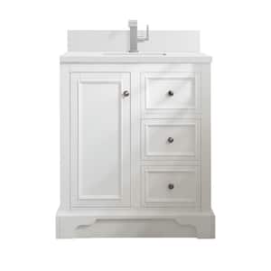 De Soto 31.3 in. W x 23.5 in. D x 36.3 in. H Single Bathroom Vanity in Bright White with White Zeus Quartz Top