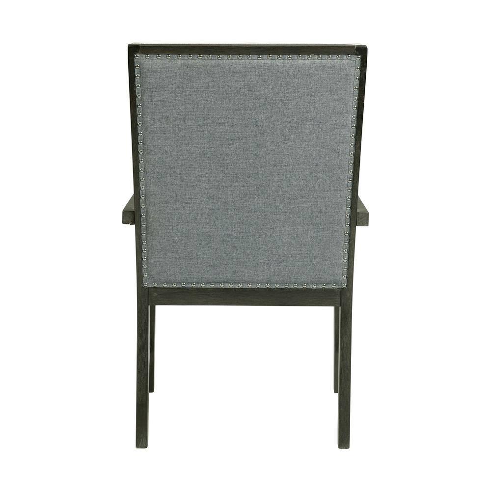 Holden Transitional Gray Fabric Upholstered Armchairs with Chrome Accents - Set of 2