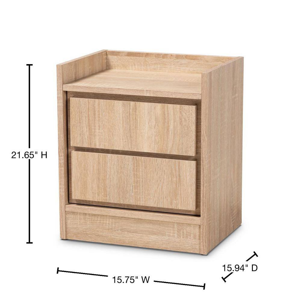 Hale Oak Brown 2-Drawer Modern Nightstand