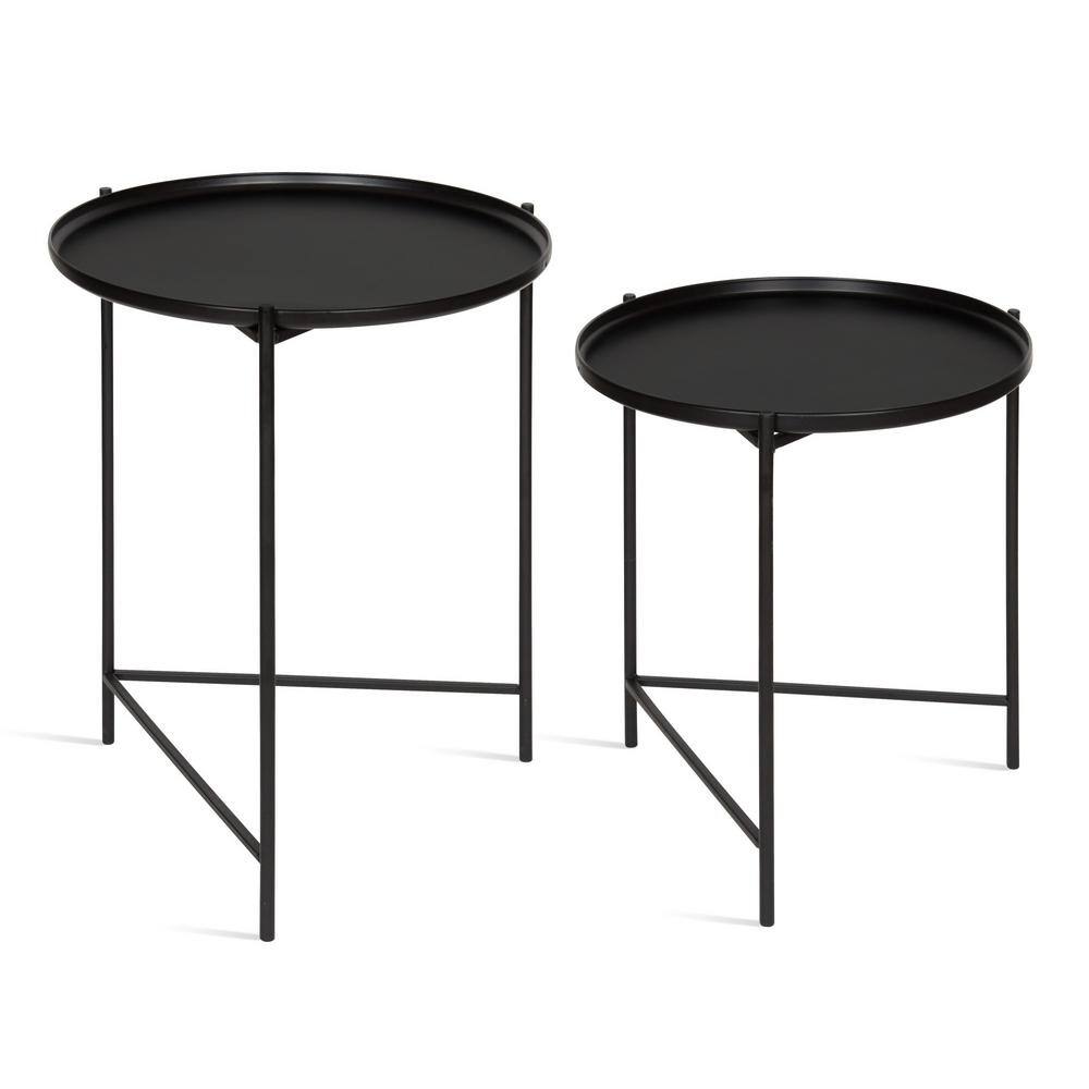 Ulani 2-Piece Nested Black Metal Round Side Tables