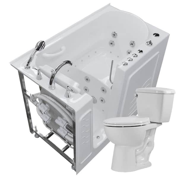 Universal Tubs 52.8 in. Walk-In Whirlpool and Air Bath Tub in White with 1.28 GPF Single Flush Toilet