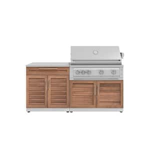 Stainless Steel 4-Piece 72 in. W x 49.5 in. H x 24 in. Outdoor Kitchen Grove Cabinet Set with Countertop