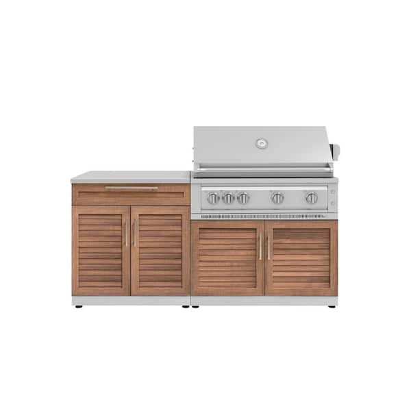 NewAge Products Grove 4-Piece 72 in. W x 49.5 in. H x 24 in. D Outdoor Kitchen Cabinet Set with Countertop