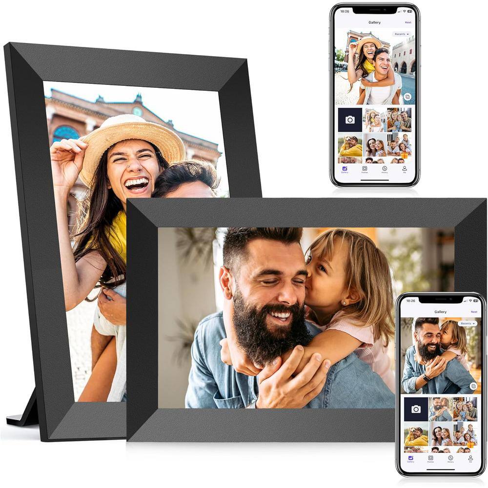 10.1 in. WiFi IPS Touch Screen Digital Photo Frame with 32GB Storage, SD Card Slot, Auto-Rotate in Black - (2-Pack)