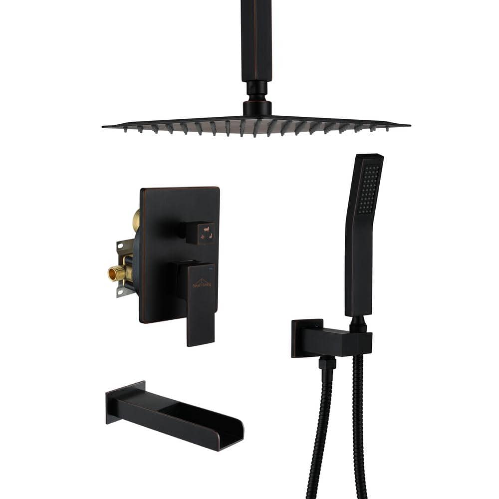Ceiling Mount Single-Handle 1-Spray Tub and Shower Faucet with Hand Shower 