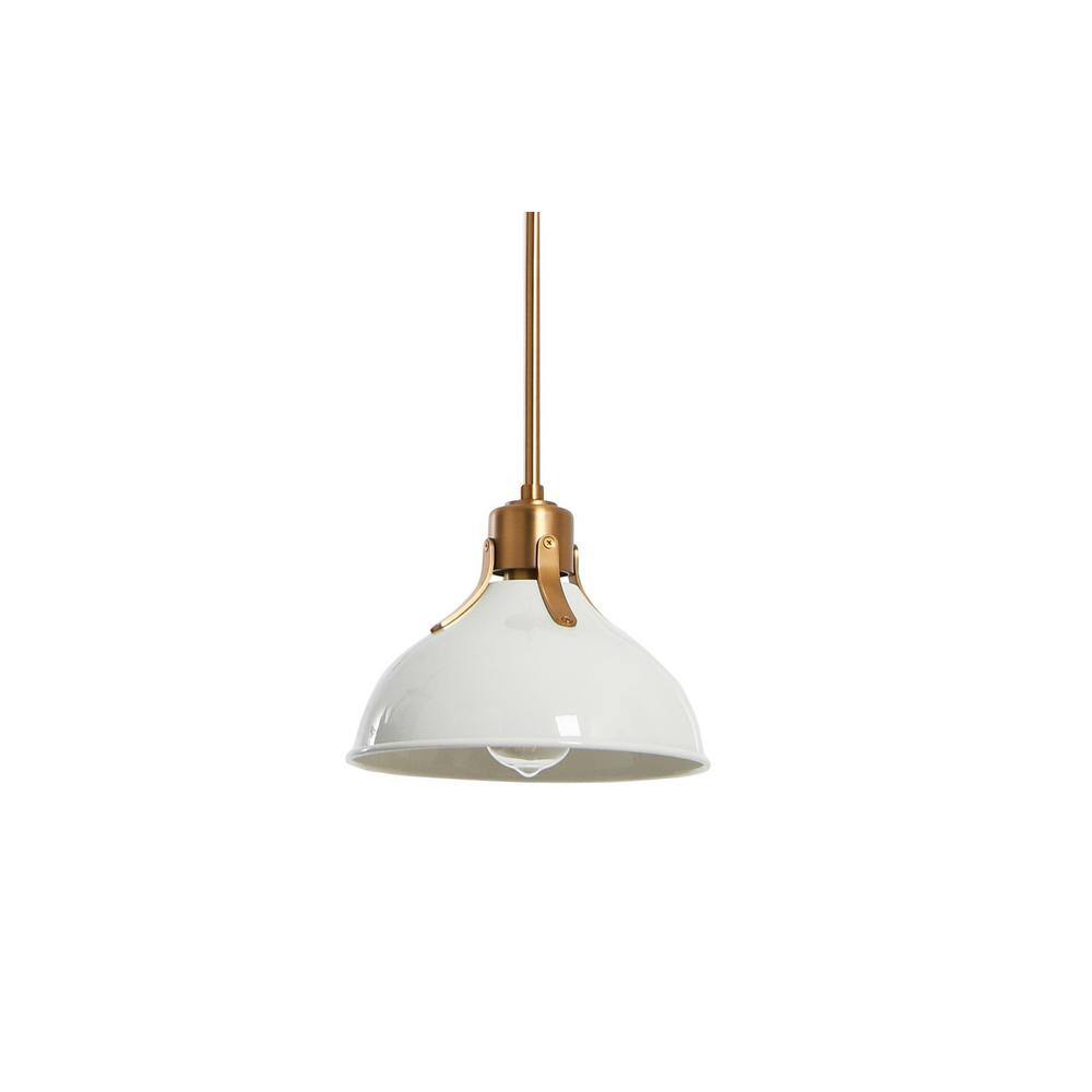 Robert Stevenson Lighting Cooper - Brushed Gold Metal Ceiling 1 Pendant Light with Shade