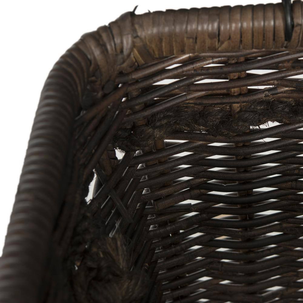 Tall Dark Natural Rattan Storage Trunk with Iron Frame