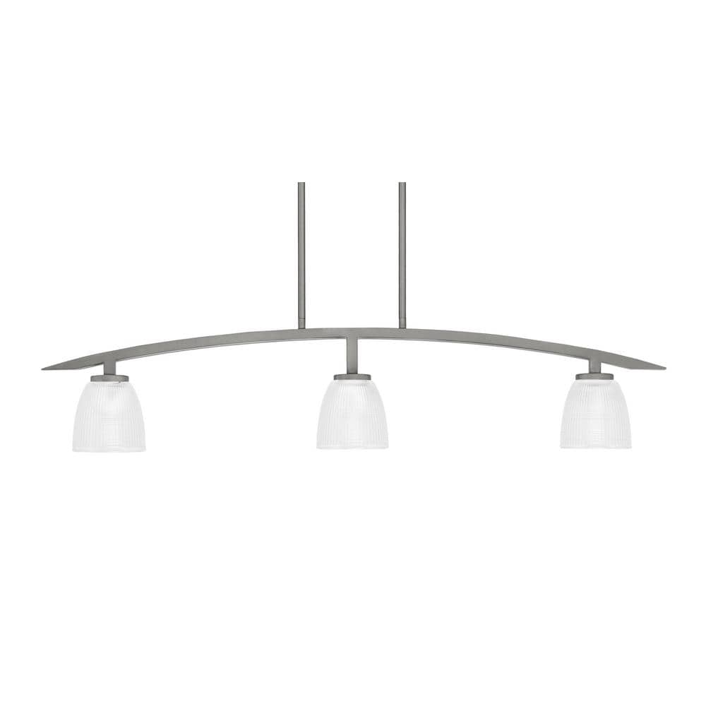 Siena 41 in. 3-Light Graphite Chandelier with 5 in. Clear Ribbed Glass Shad