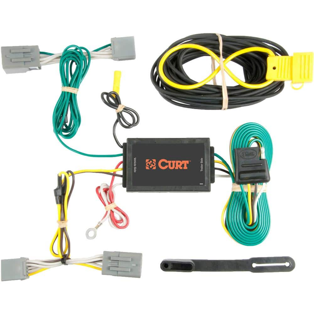 CURT Custom Vehicle-Trailer Wiring Harness, 4-Way Flat Output, Select Ford Mustang, Quick Electrical Wire T-Connector