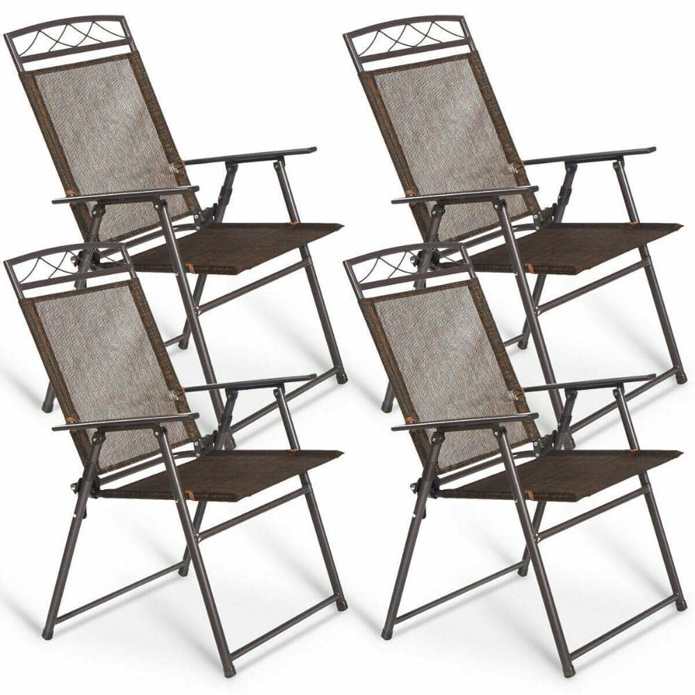 Set of 4 Folding Steel Sling Patio Chairs with Textile Seats and 250 lb. Capacity, Coffee price history on PriceWatchPro