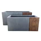 31 in. and 23 in. Long Timber Ridge Lightweight Concrete Modern Rectangle Outdoor Planter Set