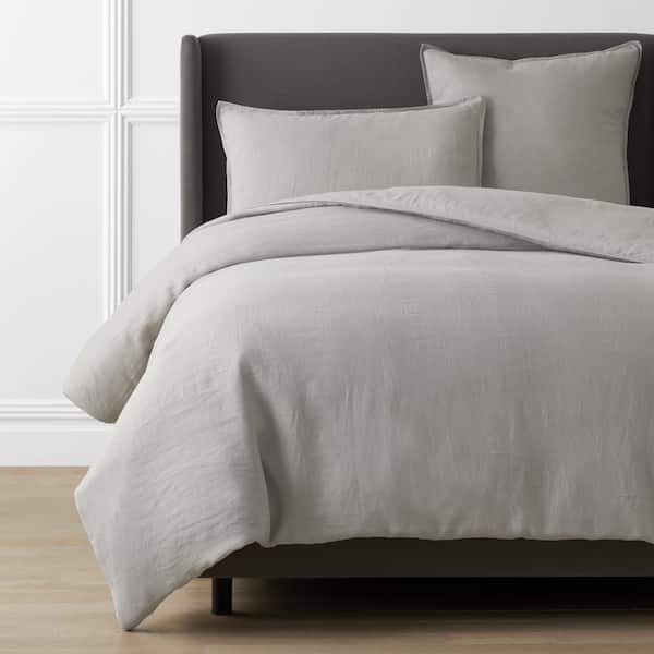The Company Store Legends Hotel Light Gray Washed Linen Queen Duvet Cover