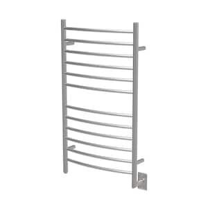 Radiant Large Curved 12-Bar Hardwired Electric Towel Warmer in Brushed Stainless Steel