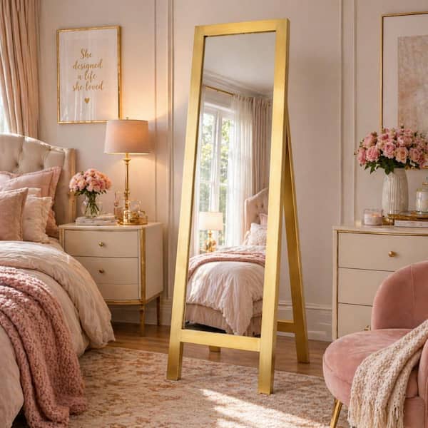 Gold Framed Large Floor Easel Full Length Tall Standing Mirror
