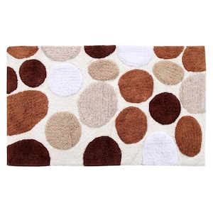 Bath Rug Cotton 34 in. x 21 in. Latex Spray Non-Skid Backing Multiple Brown Pebble Stone Pattern Machine Washable