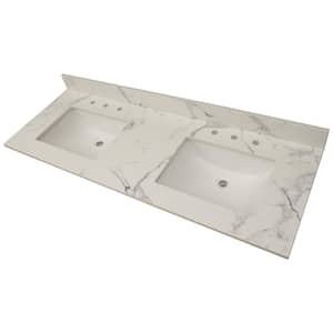 Calacatta Nowy 61 in. W x 22 in. D Engineered Marble Vanity Top in White with White Rectangle Single Sink