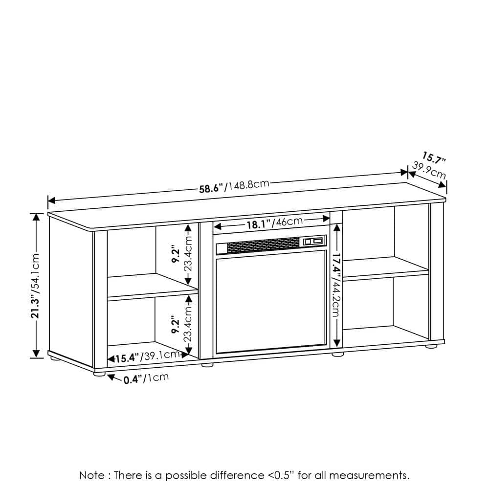 French Oak Grey 60" TV Stand with Electric Fireplace