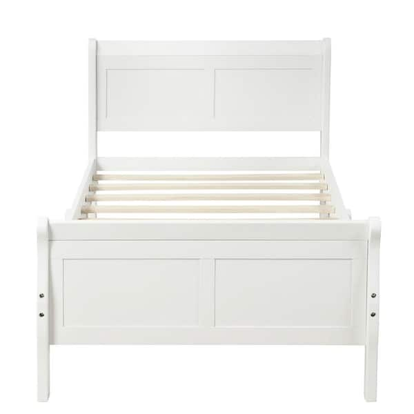 Harper & Bright Designs White Twin Size Wood Platform Bed with ...