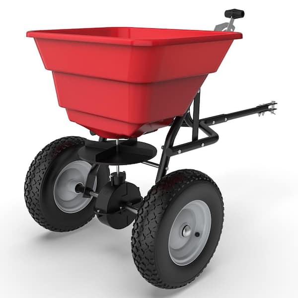 80 lb. Capacity Tow-Behind Broadcast Spreader for Lawn, Grass Seed, Fertilizer, Salt & Ice Melt-Wide Coverage
