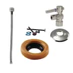 1/2 in. IPS Lever Handle Angle Stop Toilet Installation Kit with Steel Supply Line in Polished Nickel