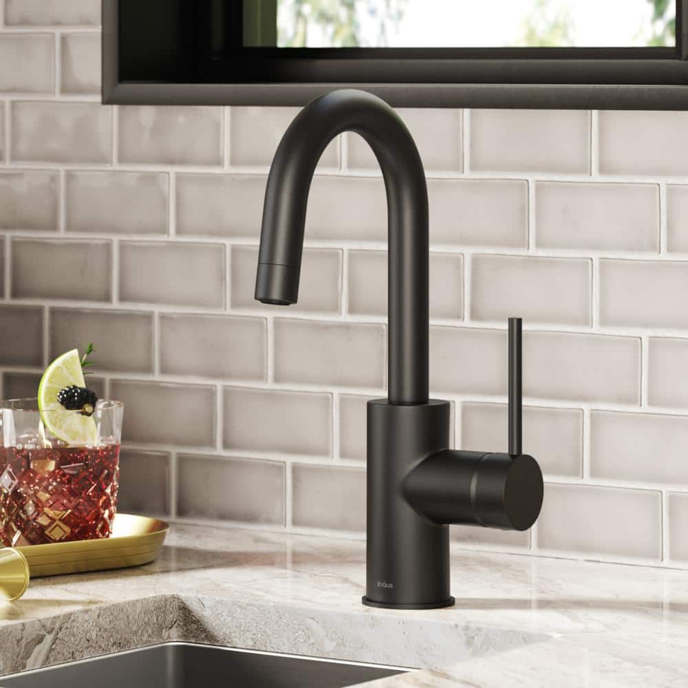 Matte Black Single Handle Kitchen Bar Faucet with QuickDock