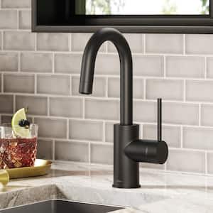 Oletto Single Handle Kitchen Bar Faucet with Quick Dock Top Mount Installation Assembly in Matte Black