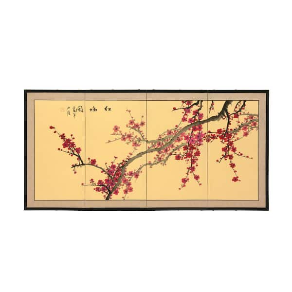 Oriental Furniture 18 in. x 36 in. "Plum Blossom Chinese Painting" Wall Art