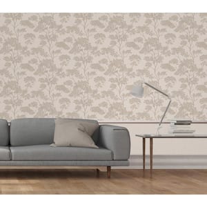 Brown Aspen Taupe Tree Metallic Non-Pasted Peelable Paper Wallpaper