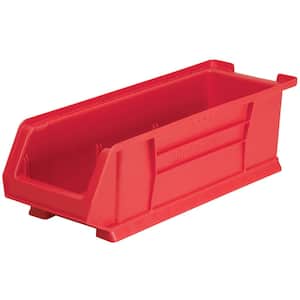 Super-Size AkroBin 8.2 in. 200 lbs. Storage Tote Bin in Red with 3.5 Gal. Storage Capacity (4-Pack)